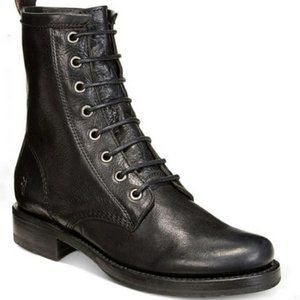 Frye Black Veronica Lace up combat boots